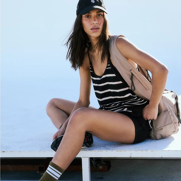 FP Movement by Free People Pants - FP Movement by Free People Black & White Striped Tank Romper